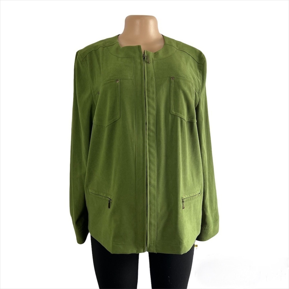 3/$30 ☀️ JM Collection Women’s Jacket Full Zip Pockets Green Size 14